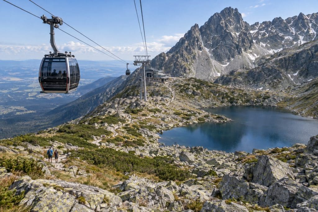 Cable car above Skalnaté Pleso in the Slovak High Tatras
