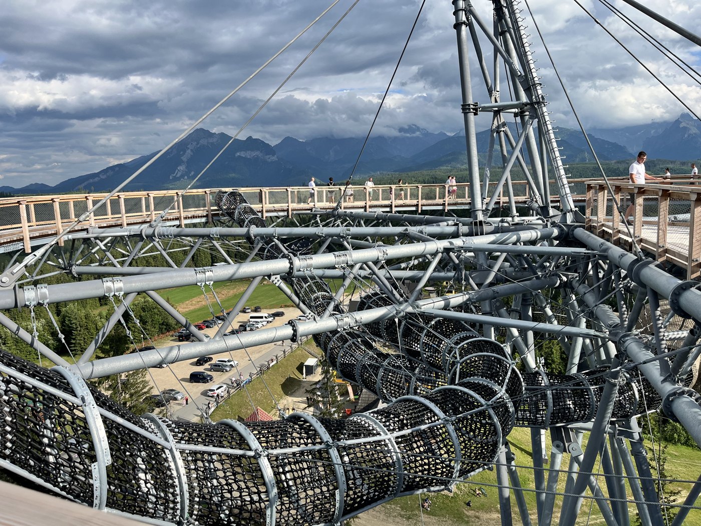 Tatra views and the net structures at Sky Walk Serce Poronina